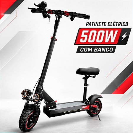 Patinete Elétrico Scooter com Banco Assento 500W Até 150Kg Preto - 81414