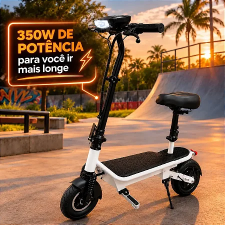 Patinete Elétrico 350w Dobrável Com Banco E Suspensão Branco - 82918
