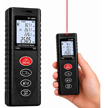 Trena Digital A Laser Ultrassônica Medidor De Distância 80m Preto - 82576