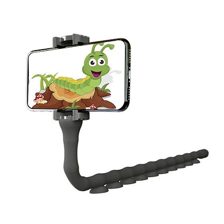 Suporte Para Celular Cute Worm Lazy com pega - Preto -