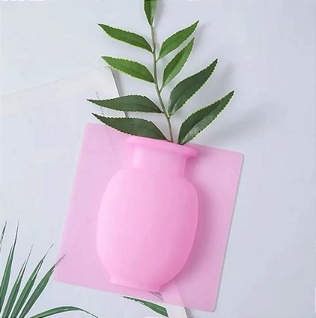 Vaso de Flor Decorativo Adesivo de Silicone - Rosa - 83032-2