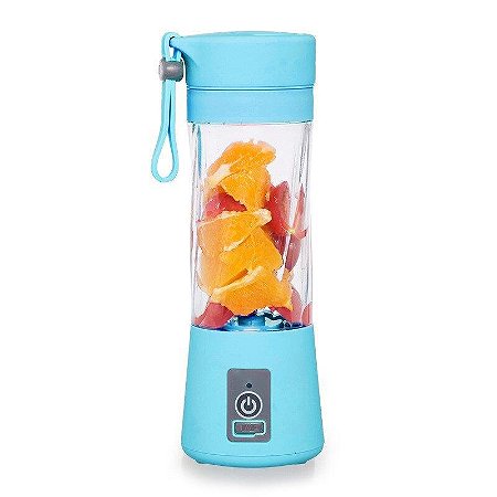 Copo Mixer Portátil para Drinks com Coqueteleira Mini Liquidificador 380ml - Azul - 82315-4
