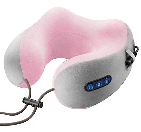 Almofada Massageadora para Pescoço - Rosa e Cinza - 82691