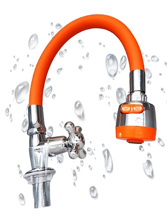 Torneira Flexível Gourmet de Bancada com 1/4 de Volta com Switch - Laranja - 83053