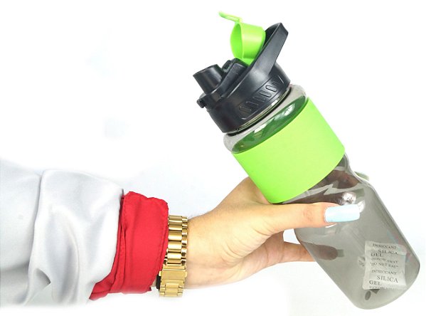 Garrafa e Squeeze de Silicone Anti Deslizamento - 800ml  para Academia - Verde - 82948-1