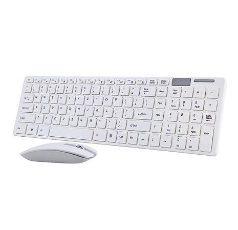Teclado e Mouse Slim Sem Fio com Bluetooth 2.4G K-06 - Branco - 83035
