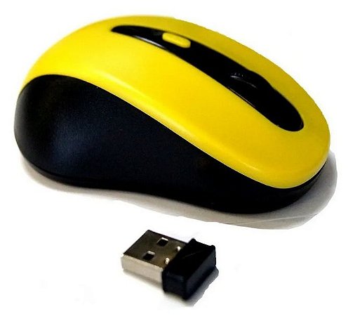 Mouse Sem Fio 1600Dpi USB 2.4ghz Compacto - Amarelo - 82007-3