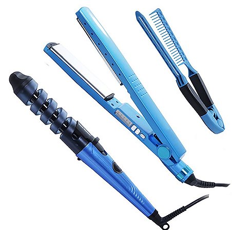 Prancha Titanium com Modelador de Cachos e Separador de Mechas - Azul - 82554