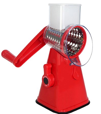 Fatiador, Cortador e Ralador Manual Multifuncional com 3 Laminas - Vermelho - 82949