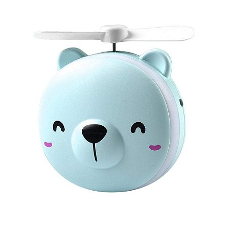 Mini Espelho Com Led e Ventilador Ursinho - Azul - 82977-1