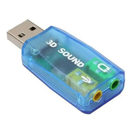 Placa de Som Usb 5.1 3D com Adaptador de Audio e Canais Noteboo PC - Azul - 81386