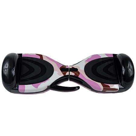 Skate Elétrico Hoverboard Original 6,5" Led com Alça - Preto com Rosa Camuflado - 27068
