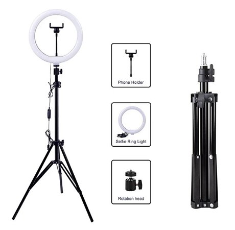 Iluminador Ring Light Led 10 Polegadas + Tripé 160cm - 82242