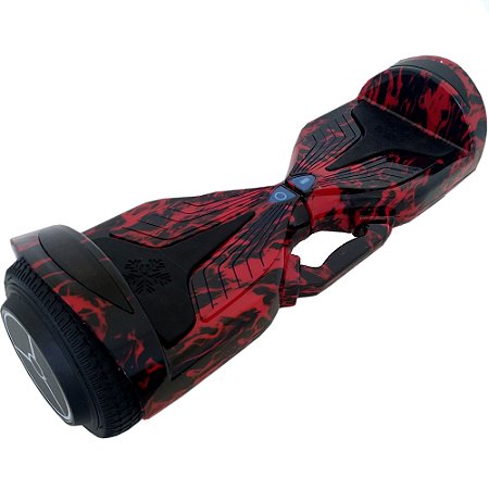 Skate Elétrico Hoverboard Original 6,5" Led com Alça Grande - Fogo Vermelho - 27097