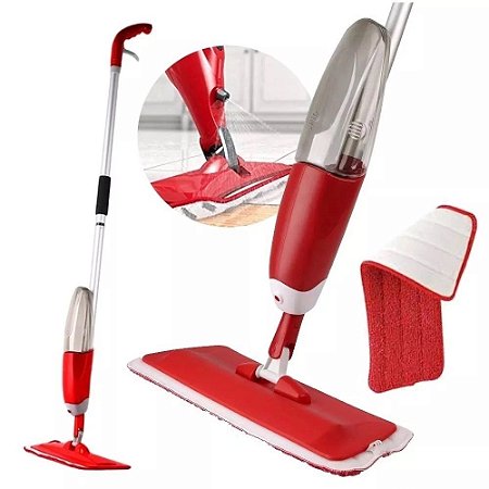 Mop Spray Magico Com Reservatório Rodo De Limpeza Microfibra Vermelho - 81191