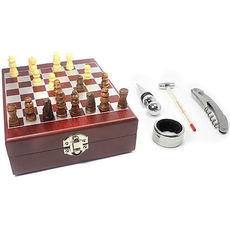 KIt Saca Rolha Para Vinho Com Jogo De Xadrez - 82609