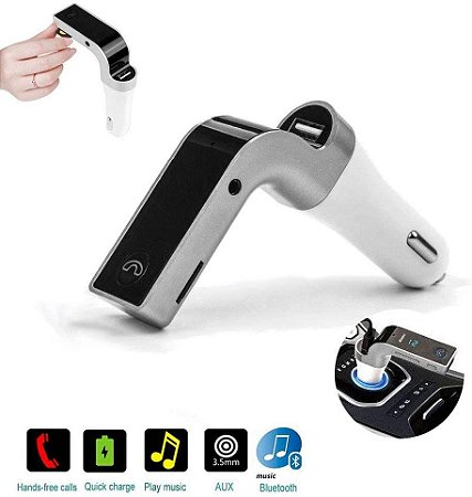 Transmissor Veicular Usb Pendrive Sd Fm Bluetooth Prata- 81777-2