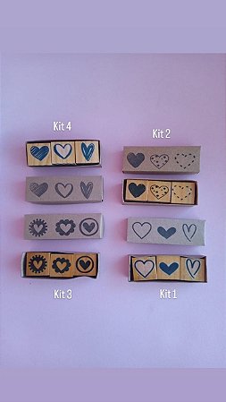 Kit 3 Mini carimbos - Corações