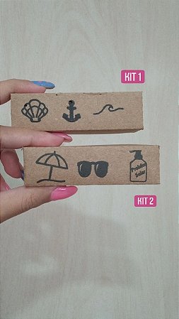 Kit 3 mini carimbos - praia 1 e 2