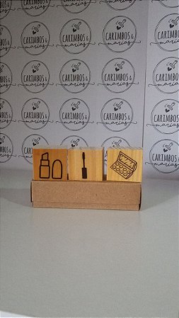 Kit 3 mini carimbos - Maquiagem