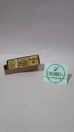 Kit 3 Mini carimbos - Aniversário