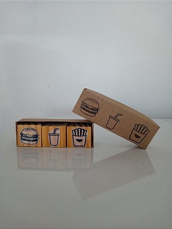 Kit 3 mini carimbos - Fast Food