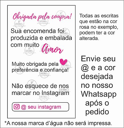 Cartão de agradecimento 10x6cm