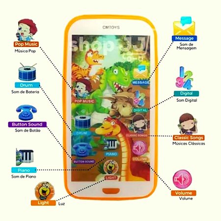 Celular Infantil, celular de brinquedo, celular interativo - WAS IMPORTS
