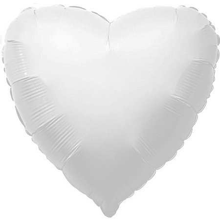 BALÃO METALIZADO CORAÇÃO BRANCO - 45 cm - 1 unidade