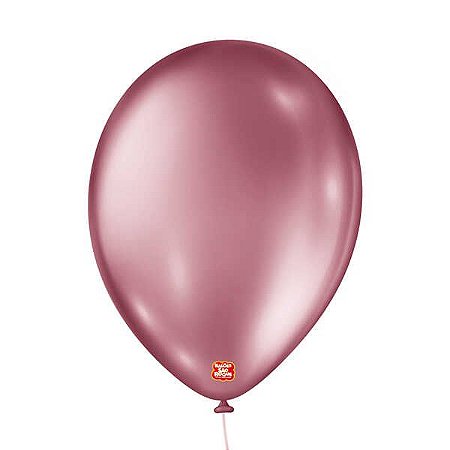 BALÃO LISO REDONDO - SÃO ROQUE Nº 09 - METÁLICO - ROSA - Pacote com 25 unidades