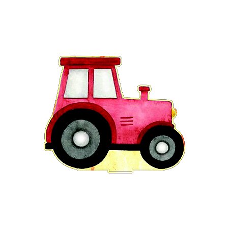 SILHUETA DECORATIVA PARA MESA - FAZENDINHA AQUARELA - TRATOR VERMELHO - 1 unidade