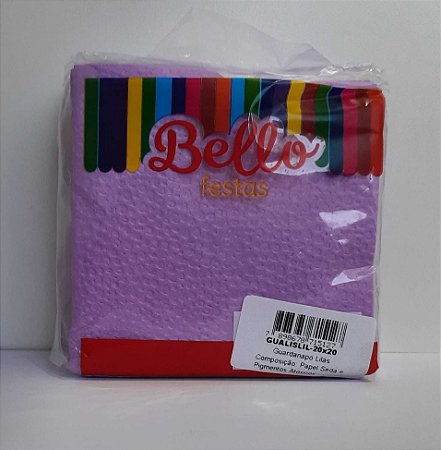 GUARDANAPO LISO - 20 x 20 cm - LILÁS - Pacote com 50 unidades