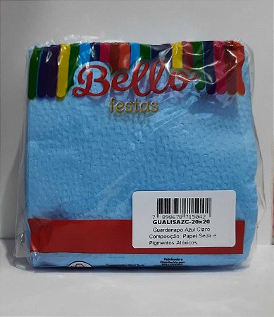 GUARDANAPO LISO - 20 x 20 cm - AZUL CLARO - Pacote com 50 unidades
