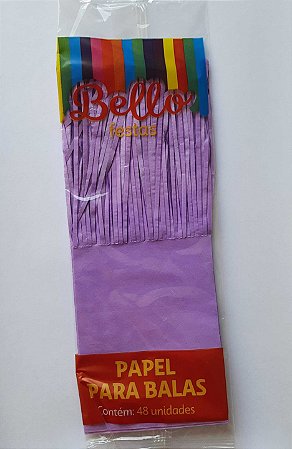 PAPEL PARA BALA LISO - LILÁS - BELLO FESTAS - Pacote com 48 unidades