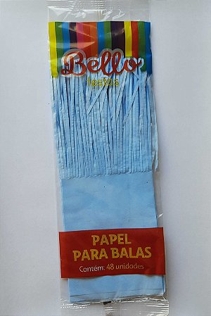 PAPEL PARA BALA LISO - AZUL CLARO - BELLO FESTAS - Pacote com 48 unidades