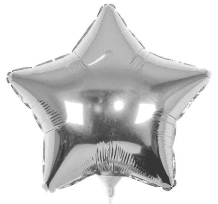 BALÃO METALIZADO ESTRELA - PRATA - 21 CM - 1 unidade