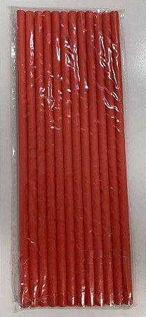 CANUDO DE PAPEL LISO - VERMELHO - Pacote com 12 unidades