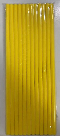 CANUDO DE PAPEL LISO - AMARELO - Pacote com 12 unidades