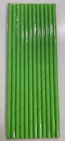 CANUDO DE PAPEL LISO - VERDE LIMÃO - Pacote com 12 unidades