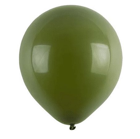 BALÃO LISO REDONDO - PIC PIC Nº 09 - VERDE MILITAR - Pacote com 50 unidade