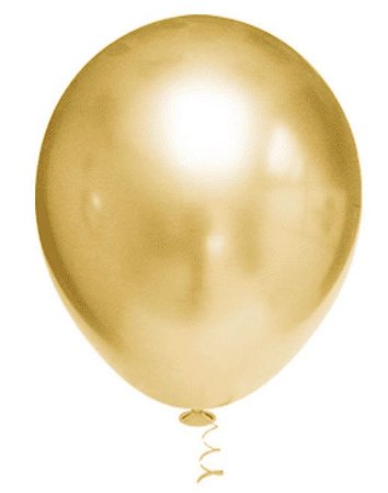 BALÃO PLATINO REDONDO - OURO - PIC PIC Nº 09 - Pacote com 25 unidades