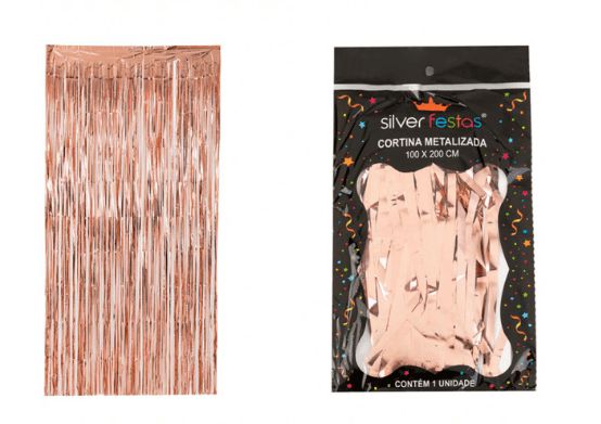 CORTINA METALIZADA DECORATIVA - ROSE GOLD  - 1 unidade