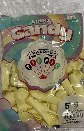 BALÃO LISO REDONDO - PIC PIC Nº 05 -  AMARELO CANDY  - Pacote com 50 unidades
