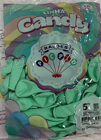 BALÃO LISO REDONDO - PIC PIC Nº 05 -  VERDE CANDY  - Pacote com 50 unidades