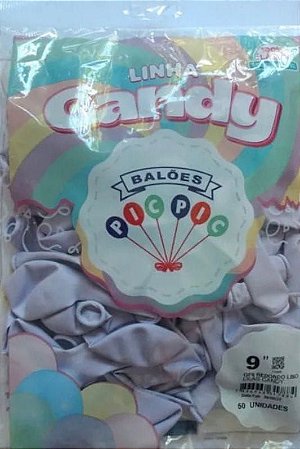 BALÃO LISO REDONDO - PIC PIC Nº 09 -  LILÁS CANDY  - Pacote com 50 unidades