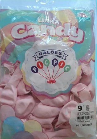 BALÃO LISO REDONDO - PIC PIC Nº 09 -  ROSA CANDY  - Pacote com 50 unidades