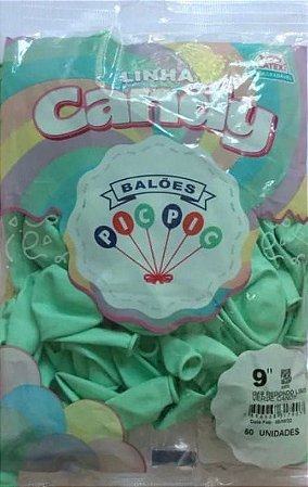 BALÃO LISO REDONDO - PIC PIC Nº 09 -  VERDE CANDY  - Pacote com 50 unidades