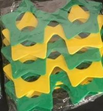 ÓCULOS PLÁSTICO "ESTRELA" - VERDE/AMARELO - PACOTE COM 6 UNIDADES