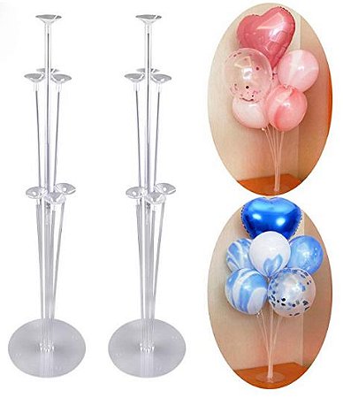 SUPORTE PARA BALÕES COM 7 HASTES - BASE ACRILICA TRANSPARENTE - 1 unidade