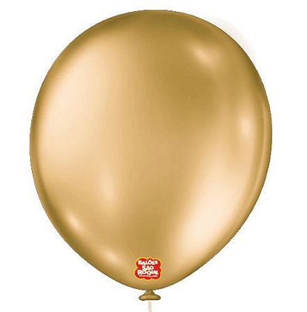 BALÃO LISO REDONDO - SÃO ROQUE Nº 16 - METÁLICO - DOURADO - Pacote com 10 unidades